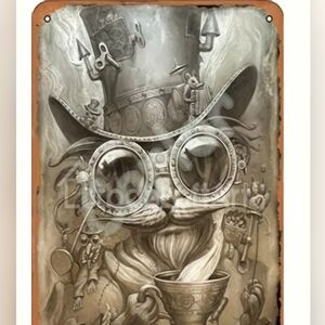SteamPunk Cat Aluminum Decorative Sign